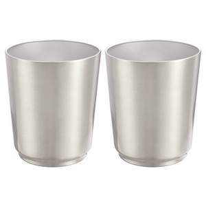 iDesign Stainless Steel Round Bathroom Trash Can - Set of 2 - Brushed - 1 of 4