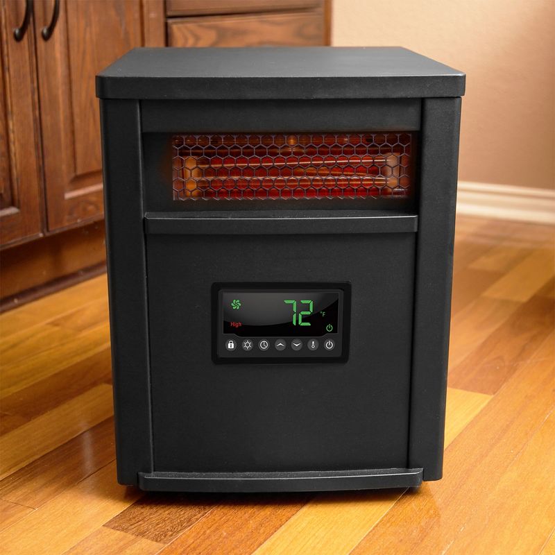LifeSmart LifePro 1500W Portable Electric Infrared Quartz Indoor Space Heater with 8 Adjustable Heating Elements and Remote Control, Black, 4 of 7