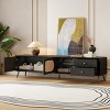 HDZNVF 70 inch TV Stand for TVs up to 80 Inches, Mid Century Modern Entertainment Center with Rattan Doors - 4 of 4