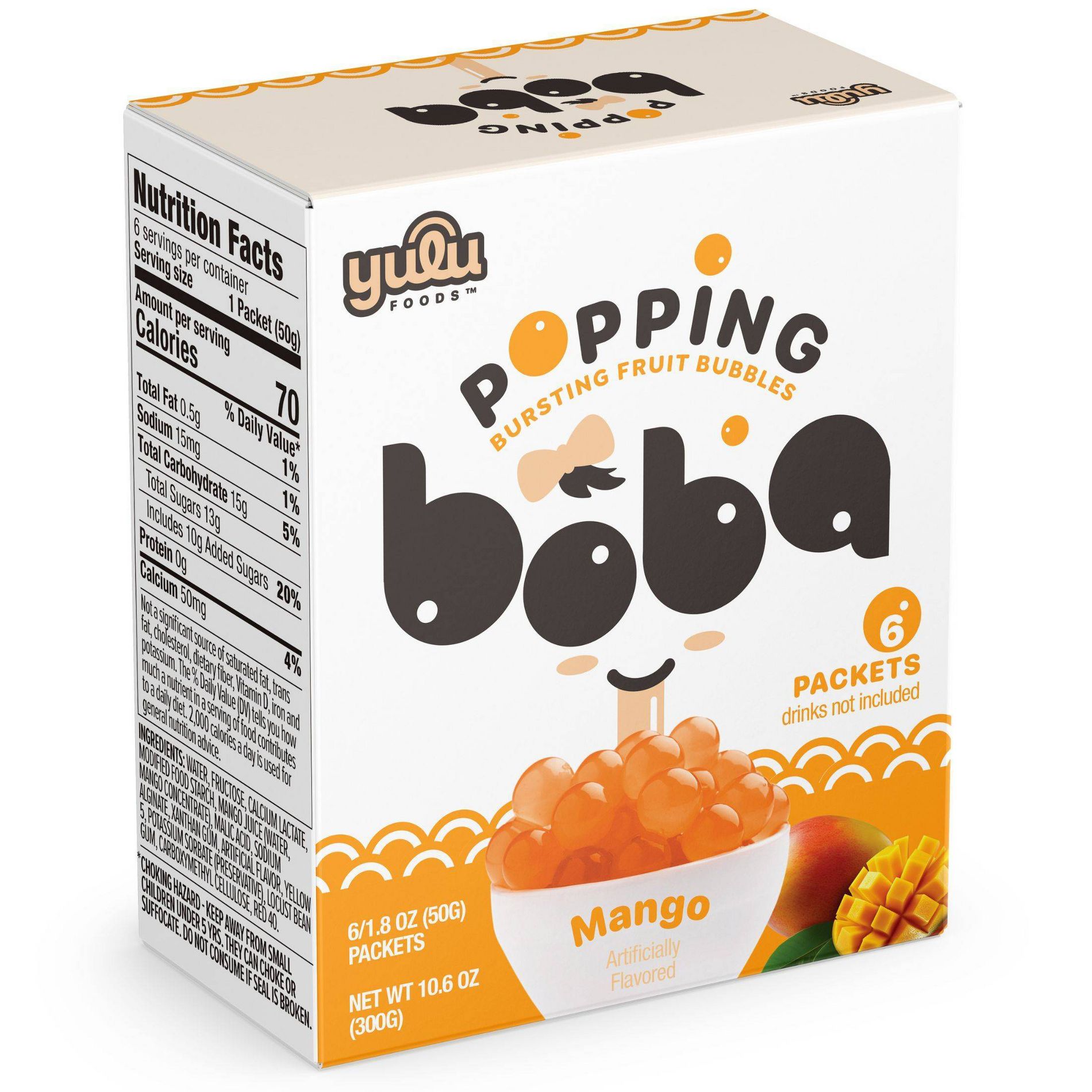 Yulu Popping Bursting Boba Fruit Bubbles For Boba Tea - 6ct