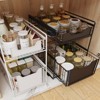 2-Tier Pull Out Cabinet Organizer, Duty Slide Out Pantry Shelves Drawer Storage Fixed with Adhesive Film, Sliding Mesh Cabinet Basket , White - 4 of 4