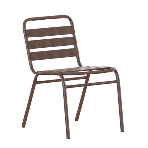 Emma and Oliver Aluminum Commercial Indoor-Outdoor Armless Restaurant Stack Chair with Triple Slat Back - 1 of 4