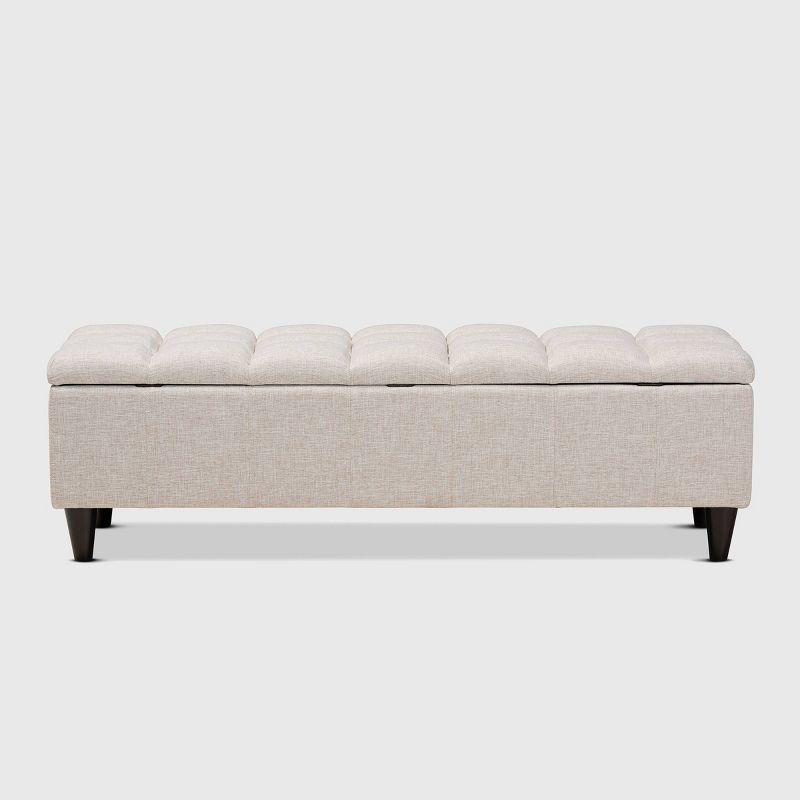 Brette Fabric Upholstered Finished Wood Storage Bench Ottoman Cream - Baxton Studio, 6 of 12