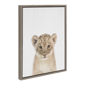 18" x 24" Sylvie Baby Lion Color Framed Canvas by Simon Te of Tai Prints Gray - Kate & Laurel All Things Decor - 1 of 4