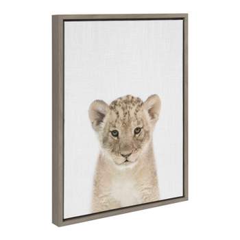 18" x 24" Sylvie Baby Lion Color Framed Canvas by Simon Te of Tai Prints Gray - Kate & Laurel All Things Decor