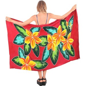 LA LEELA Women's Summer Beach Bikini Wraps Swimwear Cover up Wrap Skirt Bathing suit Swimsuit Sarong Coverups for Women One Size Red, Floral - 1 of 4