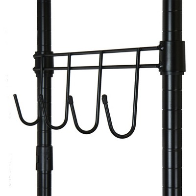 Black Steel Portable Garment Rack with Adjustable Shelves