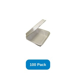 Responsible Products 9" x 9" x 3" Clamshell Single Compartment Sugarcane - Pack of 100 - 1 of 3