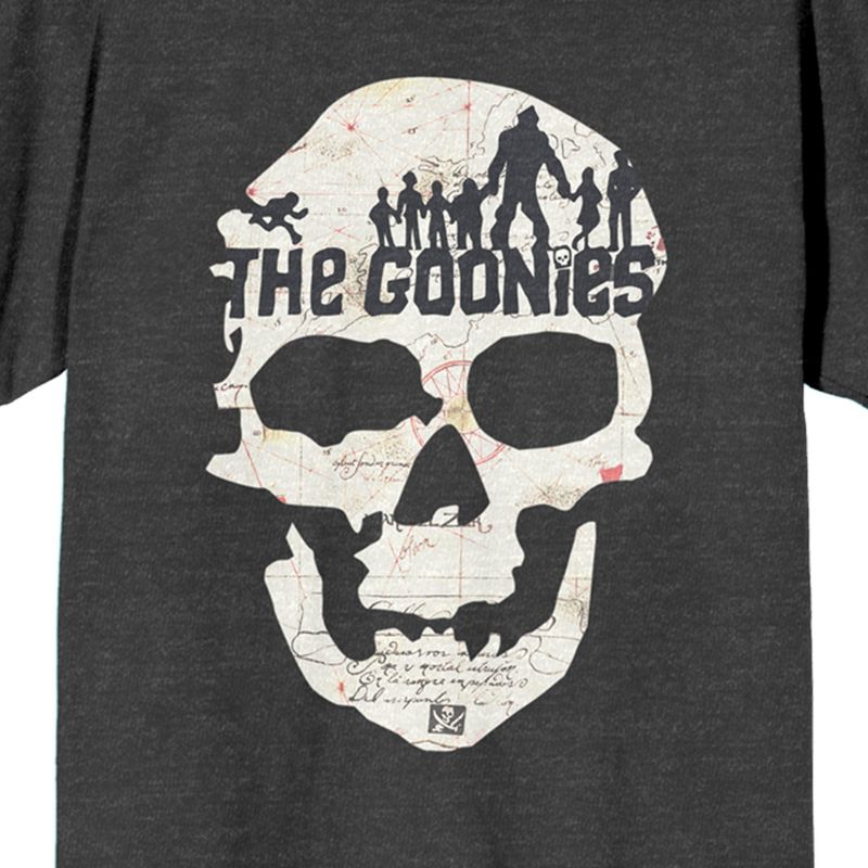 The Goonies Skull Art With Title Logo Women's Charcoal Gray Heather Graphic Tee, 2 of 3