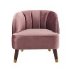 TOAOTBNBO Mid-Century Accent Chair with Wood Legs, Breathable Fabric Armchair with Soft Padded Seat Upholstered Barrel Chair for Office, Brown - 2 of 4