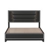 NicBex Queen Upholstered Bed Frame with Sparkling Shiny Headboard,Platform Bed with LED Light,No Box Spring Needed,White/Black - 4 of 4