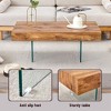 Vynxaria Walnut Square Coffee Table with Tempered Glass Legs - Modern & Elegant Design - 3 of 4