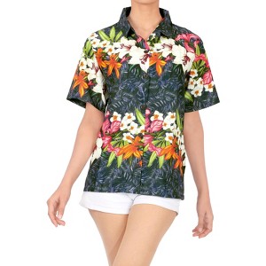 HAPPY BAY Hawaiian Shirts Womens Casual Summer Beach Party Short Sleeve Vacation Collared Blouses Dress Tee Shirts Tops for Women - 1 of 4