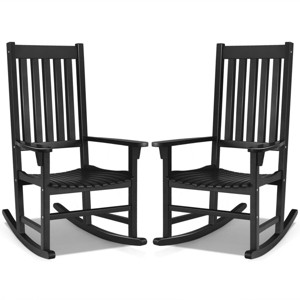 Costway 2PCS Wood Rocking Chair Porch Rocker High Back Garden Seat Indoor Outdoor - 1 of 4