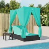 Double Sun Lounger with Roof and Curtains Black Poly Rattan vidaXL - 3 of 4
