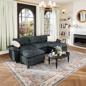 Captiva Designs Modular Sectional Sofa, 123.6" U-Shaped 5-Seater with 2 Ottomans, - 1 of 4