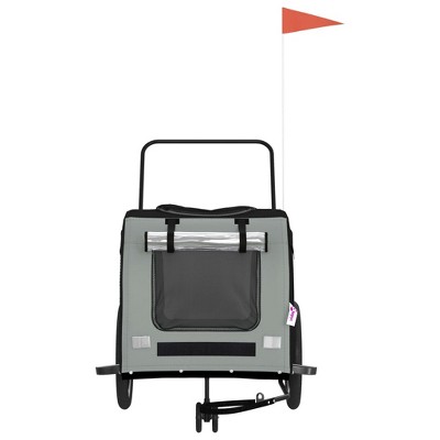 Black and Gray Iron Frame Pet Bike Trailer with Oxford Fabric