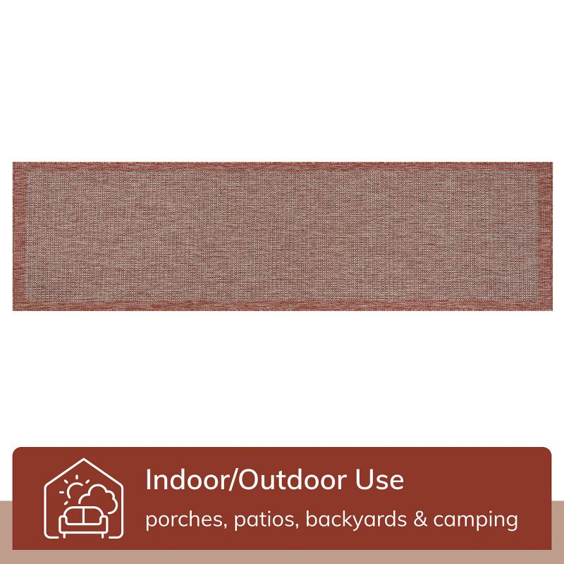 Well Woven Woden Indoor/Outdoor Flat Weave Pile Solid Border Area Rug, 5 of 11