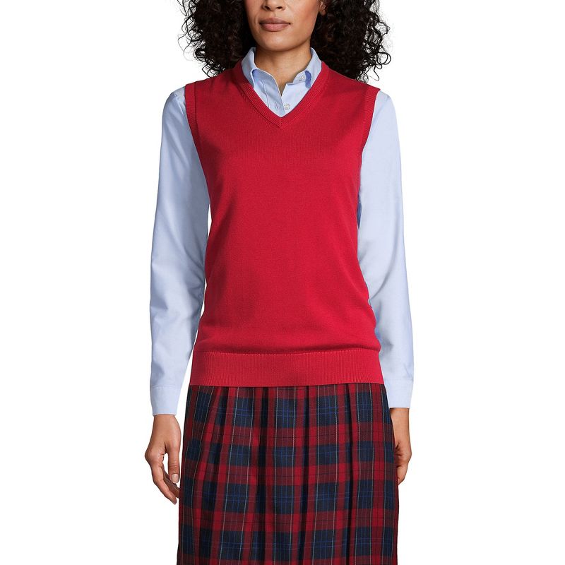Lands' End School Uniform Women's Cotton Modal Fine Gauge Sweater Vest, 2 of 3