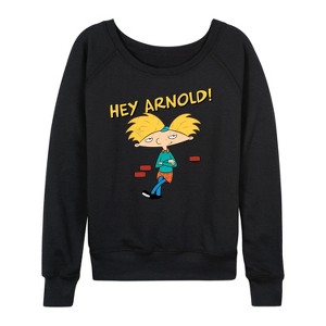 Women's - Hey Arnold! - Cool Arnold Lightweight French Terry Wide Neck Long Sleeve Shirt - 1 of 4