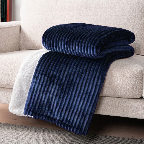 PAVILIA Soft Thick Fleece Flannel Ribbed Striped Throw Blanket, Luxury Fuzzy Plush Warm Cozy for Sofa Couch Bed - image 1 of 4