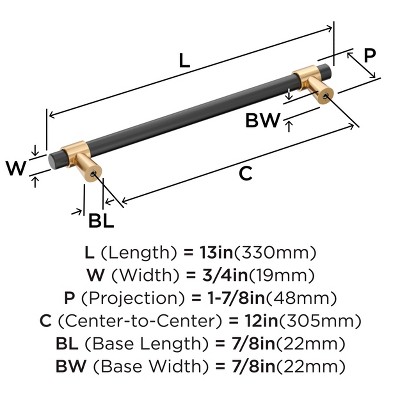 Matte Black and Champagne Bronze 12" Appliance Pull
