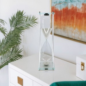 Modern Glass and Metal Hourglass with Decorative Frame for Living Room, Office, and Shelves Display - 1 of 4