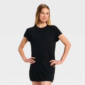 Women's Jersey Pajama T-Shirt Dress - Auden Black XS