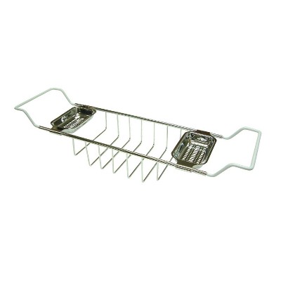 26-33" Adjustable Length Tub Shelf Chrome - Kingston Brass: Metal Hanging Bathtub Caddy, Shower Storage Organizer