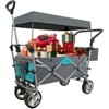 FURNIinspire Outdoor Serving Carts Push Pull Utility Folding Wagon with Removable Canopy for Camping Beach Outdoor, Gray, 50"*20.47"*43.3" - 4 of 4