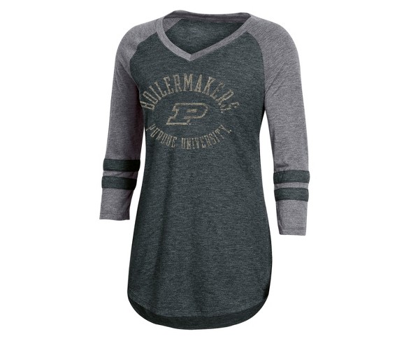 NCAA Women's 3/4 Sleeve V-Neck T-Shirt Purdue Boilermakers - S