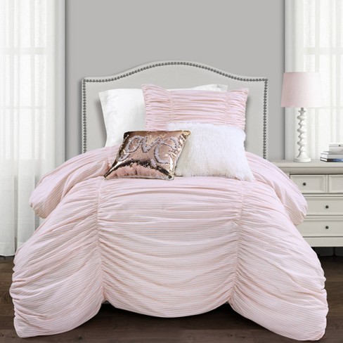 Lush Decor Ruching Ticking Stripe Comforter Sham Set Target