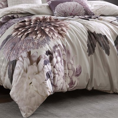 King Purple Cotton Reversible Floral Comforter Set
