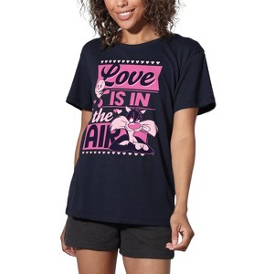 Women's Looney Tunes Valentine's Day Tweety Sylvester Love In The Air Loose T-Shirt - 1 of 4