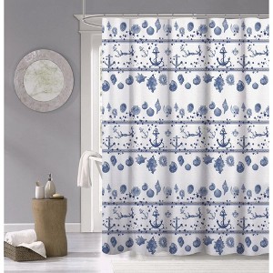 Dainty Home 3D Printed Textured 100% Cotton Shower Curtain - 1 of 3
