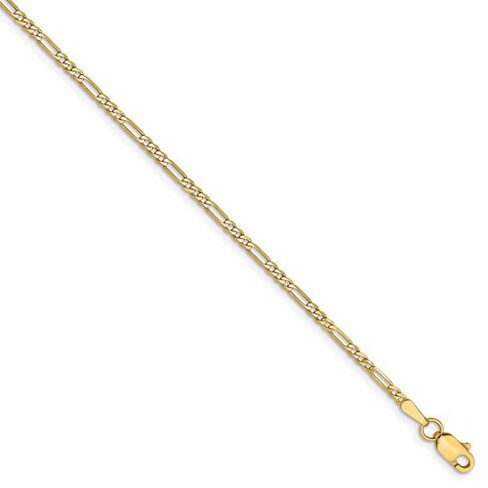 Black Bow Jewelry 14k Yellow Gold 1.8mm Flat Figaro Chain Bracelet or Anklet, 9 Inch - image 1 of 4