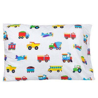 Childrens Toddler Kid Construction Truck Pillowcase Pillow CASE White, 20 x 30 