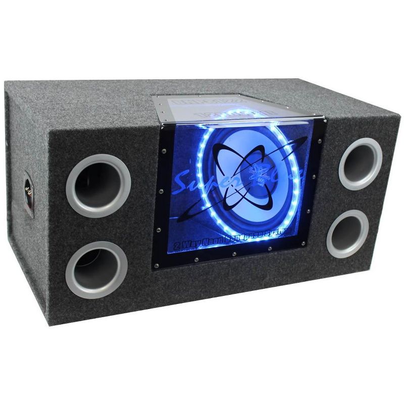 Pyramid BNPS122 12 inch 1200 watt Dual Audio Subwoofer with Neon Lighting and Bandpass Enclosure Box and Pyramid PB715X 2-Channel Car Audio Amplifier, 2 of 7