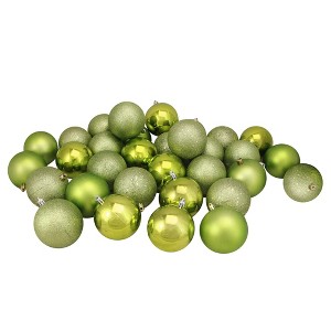 Northlight Shatterproof 4-Finish Christmas Ball Ornaments 3.25" (80mm) - Kiwi Green - 32ct - 1 of 3
