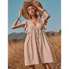 Women's Flutter Sleeve Mini Dress Button Detail Babydoll Sundress Casual Summer Dress - 3 of 4