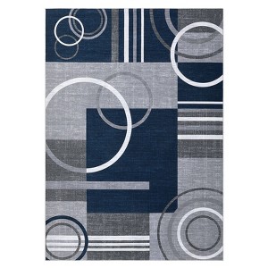rea Rug Machine Washable Rug Non Slip Non Shedding Indoor Carpet Modern Geometric Circles Design Low Pile Foldable Rug for Bedroom Living Room - 1 of 4
