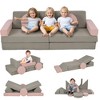 59.10" Modular Kids Play Couch, 12 Pieces Kids Couch for Playroom Bedroom, Convertible Foam Floor Cushions for Boys and Girls, Pink - 4 of 4