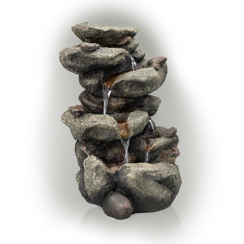 Rainforest Rock Resin Fountain With LED Light - Alpine Corporation, 4 of 8