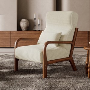 Bestier Mid Century Accent Chair Heightened Headrest with Removable Armrest Pillows,with Solid Wood Frame for Living Room, Bedroom - 1 of 4