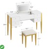 3-in-1 Small Vanity Desk with Flip Top Mirror & LED Lights Makeup Vanity Table Set with 5 Drawers - 4 of 4