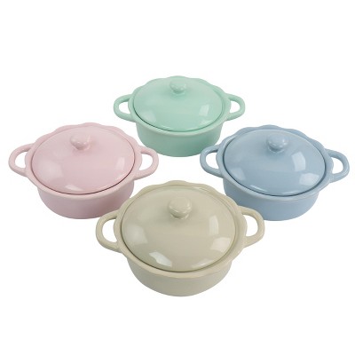 Martha Stewart 4.5" inch 10oz Stoneware Casserole with Lid set of 4