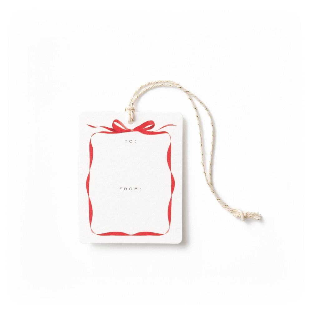Minted 12ct Christmas Gift Tags Ribbon Red/White