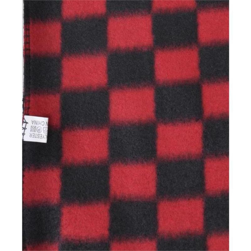 Women's Dark Red And Black Check Fleece Plaid 3-Piece gloves scarf Hat Winter Set, 3 of 5