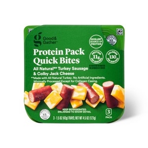 Colby Jack Cheese & Turkey Sausage Protein Pack Quick Bite - 4.5oz/3ct - Good & Gather™ - 1 of 4
