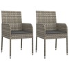 vidaXL Patio Dining Set - Modern 3 Piece Outdoor Furniture with Cushions, Gray Poly Rattan Construction - 3 of 4